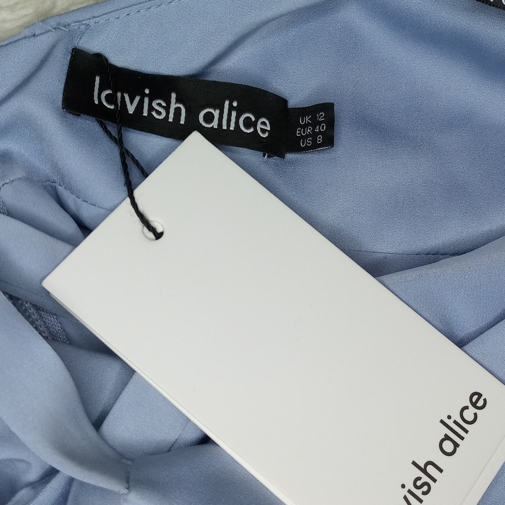 Lavish Alice Cross Back Cowl Neck Satin Dress Size 8 - Picture 11 of 14